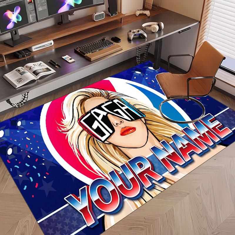 Custom Name Crystal Velvet Rug,Lady Gaga Comfortable Anti Slip Floor Mat For Room Decoration