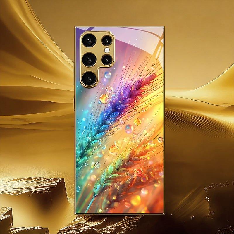 Galvanisierte goldene neue Handyhülle für Samsung Galaxy S26 Ultra S25 Plus S24 S23 S22 fe gehärtetes Glas Künstlerische Texturmuster