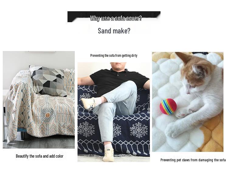 Bohemian Cotton Sofa Cover: Four Seasons Gauze Blanket & Cushion Quilt