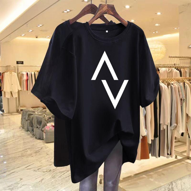 Loose Casual Cotton Women's T-shirt with Elegant Printed Short Sleeved Clothing, Y2K 6XL Basic Sweater, Summer Round Neck Top