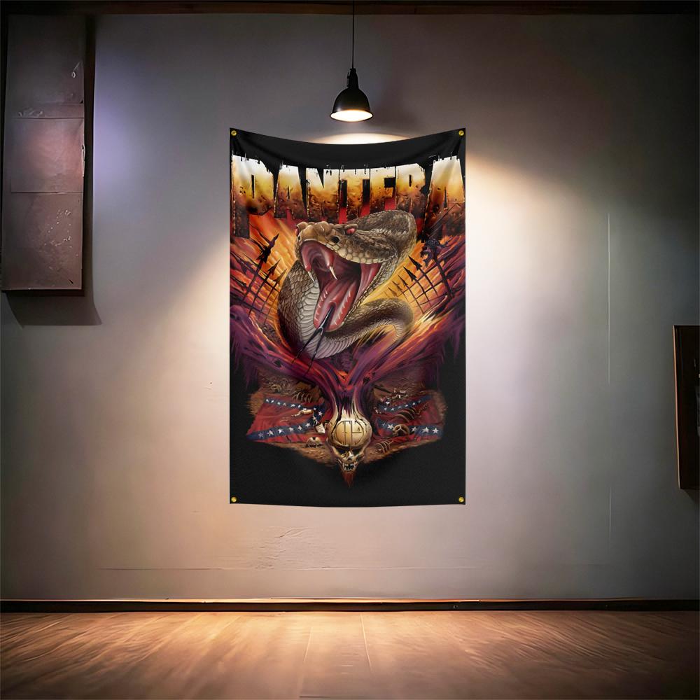 Rock Music Flag 3x5ft For Pantera Band Fans Banner Hd Print Brass Grommet Garage Bedroom Living Room Dorm Wall Decor Tapestry