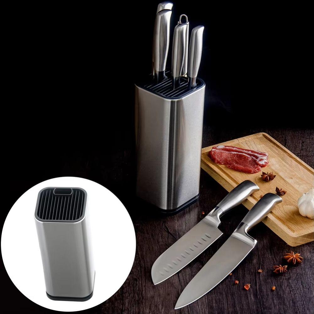 Stainless Steel Cutter Holder Drain Hole Square/Round Save Space Kitchen Utensil Organizer Quick Access Cutter Storage Bucket
