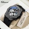 Morning Light Multifunctional Men's Quartz Watch: Three Dials, Six Hands, Silicone Band, Calendar, Waterproof.