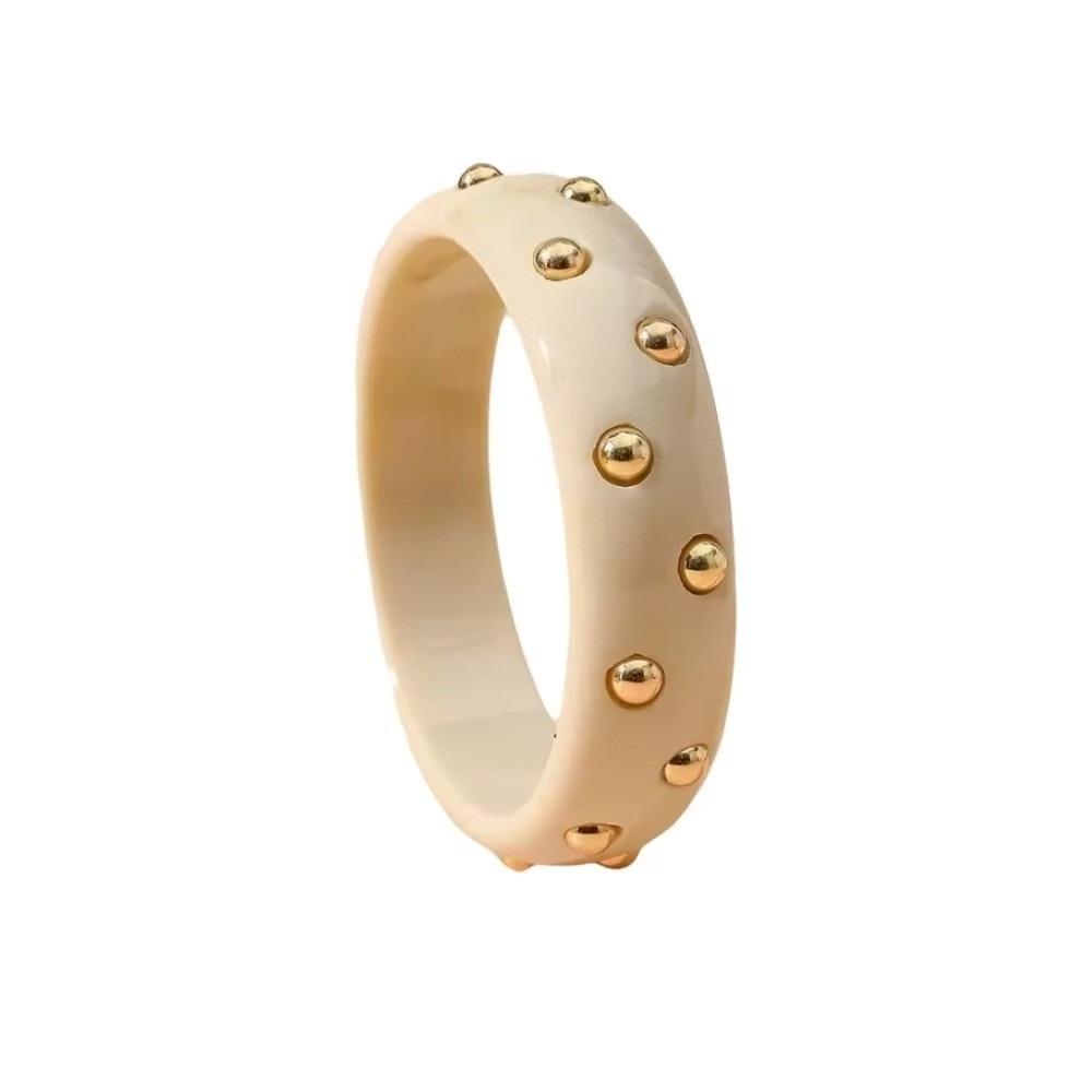 Gold Beads Stackable Bangle Round Shape Wrist Jewelry Fashion Wide Resin Bracelet Commute