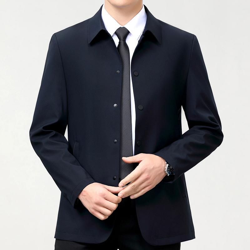 

Весенне-осенняя тонкая мужская куртка высокого класса для среднего возраста, деловой пиджак с лацканами, не требующий глажки, повседневная куртка для папы из шелка тутового дерева 170