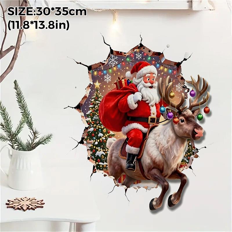 1Pc Santa Claus Wall Sticker Self-Adhesive Vinyl Decal Christmas Decoration Diy Living Room Bedroom Window Glass Cover Scratches