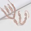 4PC Women's Fashion Design Tassel Water Drop Necklace Earrings Bracelet Zircon Set Suitable for Wedding, Party, Festival Gifts