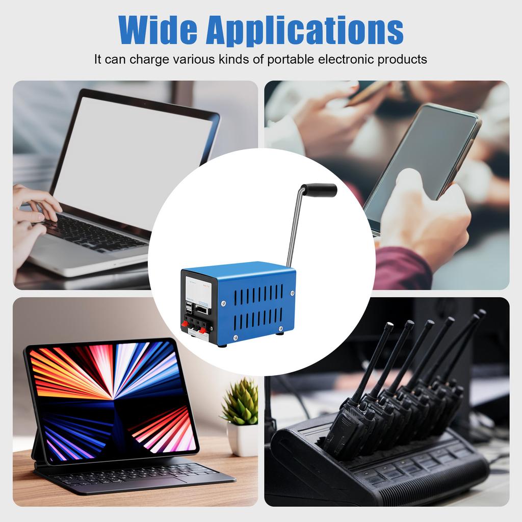 Manual Hand Crank Generator 20W Emergency Power Portable Outdoor Charger for Phone Laptop Radio Camping Survival Kit