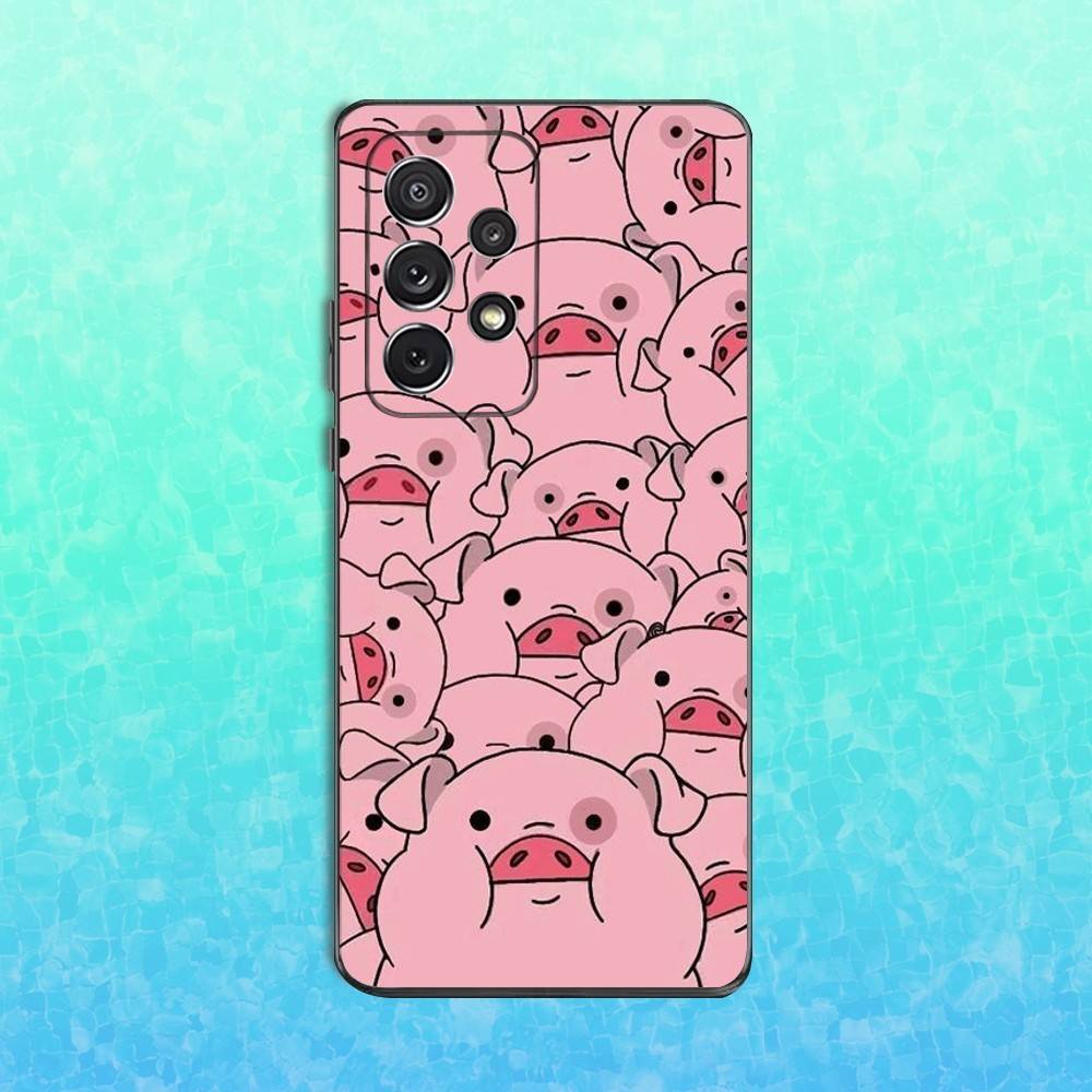Cute Cartoon Piggy Phone Case For Samsung S25,S24,S23,S22,S21,S20,S10,Ultra,Plus,Lite,FE,Soft Silicone Black Cover