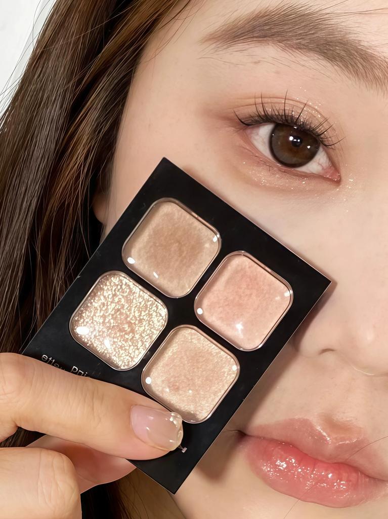 Four-Color Eyeshadow Palette 2025 New Model for Daily Light Makeup, Matte and Pearlescent Fine Shimmer, Highlighter for the Inner Corners of the Eyes,