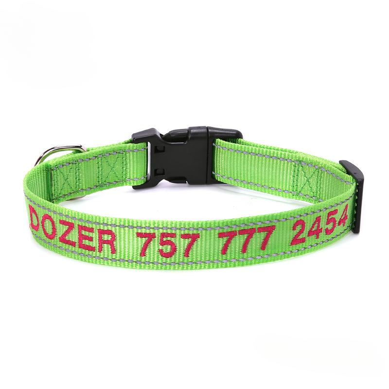 Pet Dog Embroidery Anti-lost Nylon Reflective Collar