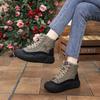 Korean Version of Thick-soled Waterproof High-top Lace-up Cotton Shoes Warm Snow Boots Women's Shoes 2025 Winter New Casual Student Boots