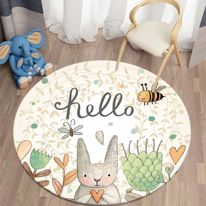 

Cartoon Rabbit Round Rug Kids Bedroom Carpet Living Room Nonslip Floor Mat Sofa Table Rugs for Home Decor Rug 80x80cm