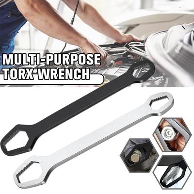 5mm Thick Adjustable Torx Wrench - Self-Tightening Dual-Head Spanner, Fits 3-17mm, Portable for Home & Auto Repairs, Versatile Black