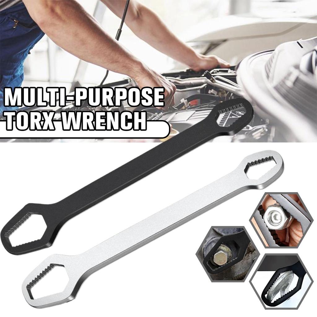 5 mm dicker, verstellbarer Torx-Schlüssel – selbstspannender Doppelkopf-Schlüssel, passend für 3–17 mm, tragbar für Heim- und Autoreparaturen, vielseitig einsetzbar, schwarz