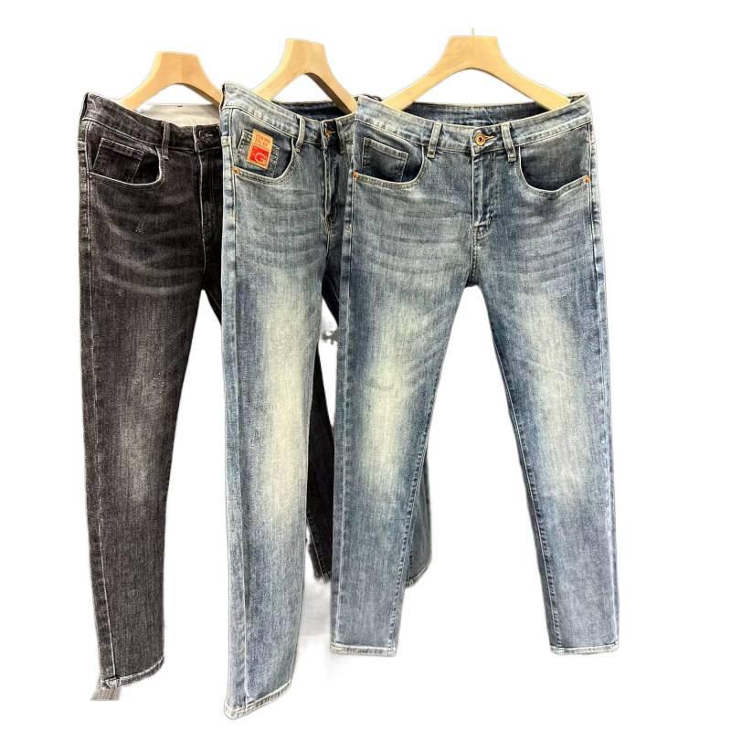 High-end light luxury autumn new jeans men's trendy brand ruffian handsome personality slim-fitting pants men's versatile trousers