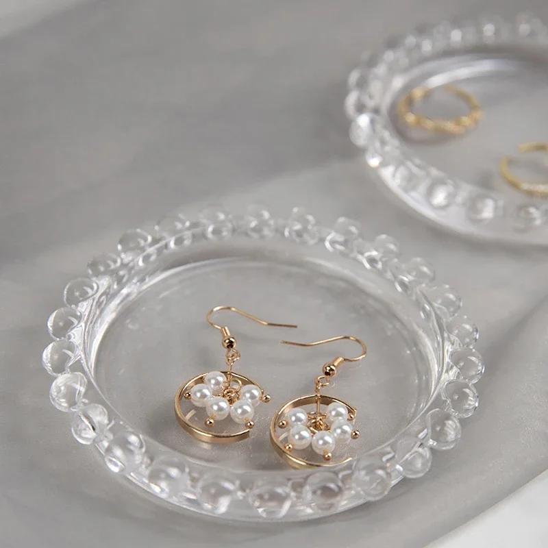 Round Metal Tray Fruit Cake Dessert Trays Jewelry Dish Earrings Necklace Ring Storage Plates Display Bowl Decoration Sauce Dish
