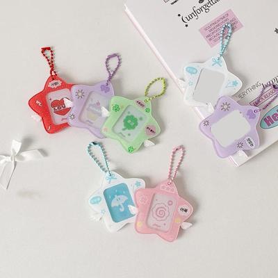 Ins Style Korean Style Pentagram Wings Hard Card Folder Brick Acrylic 1 Inch Id Photo Storage Display Pendant Keychain Ornaments