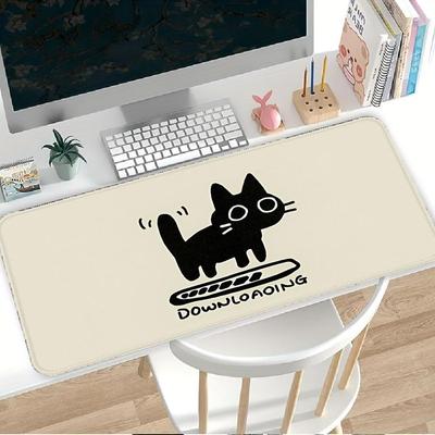 Rubber Mouse Pad Game Console Pad Office Pad Keyboard Mouse Pad Desk Accessories Computer Laptop Pad Black Cute Cat