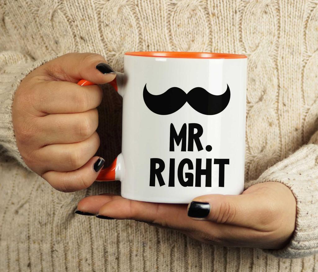 Inkdotpot Mr.Right Funny Novelty 11 Oz Coffee Mugs Great For Groom Engagement Gift Ceramic