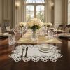 White Lace Placemat, Foldable Soft Anti-Wrinkle Table Mat, Heat Resistant Non-Yellowing Durable Dining Table Protector for Home Decor