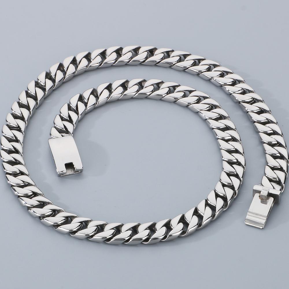 50/60CM Long 12MM Wide Cuban Link Chain Necklaces for Men Solid Stainless Steel On Neck Chains Party Male Jewelry Gifts 5 Color