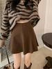 Women's Plus Size Woolen A-Line Mini Skirt: Petite, Hip-Covering, Slimming, Bodycon Style for Autumn/Winter.