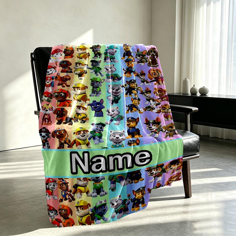 Custom Name Personalized PAW Patrol Print Blanket, Home Decor, Bedroom, Sofa, Camping, Couch, Gifts for Birthday Christmas