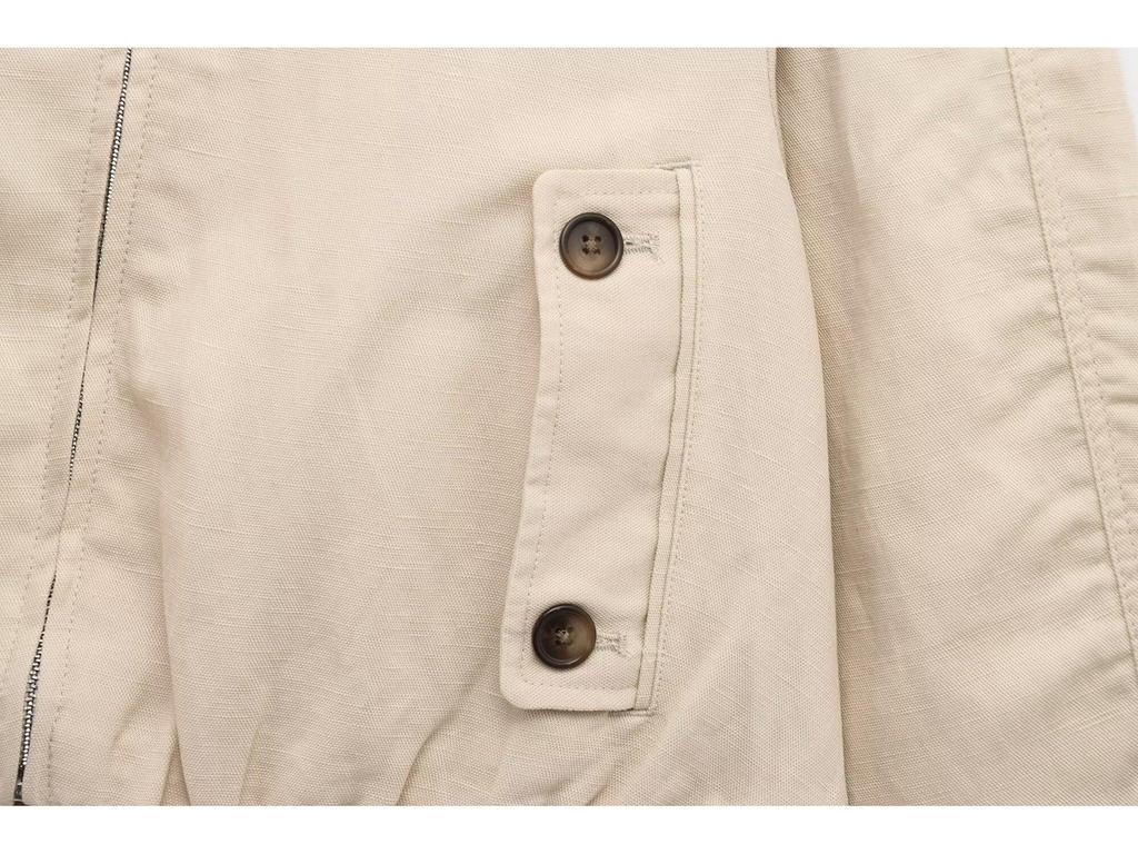 2025 Spring Women's European & American Style Linen Blend Bomber Jacket