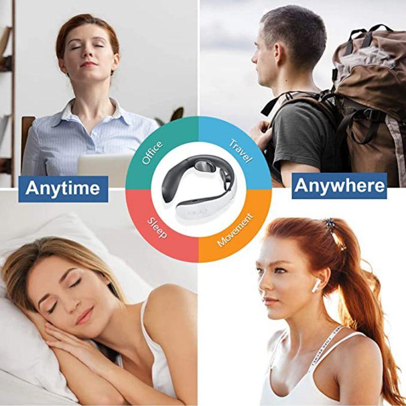 Electric Neck and Shoulder Pulse Massager 6 Mode 9 Levels Adjustable Heat Cervical Vertebra Relax Pain Relief Kneading Machine