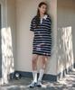 ZEROSTREET [2 Colors] Striped Collar Dress