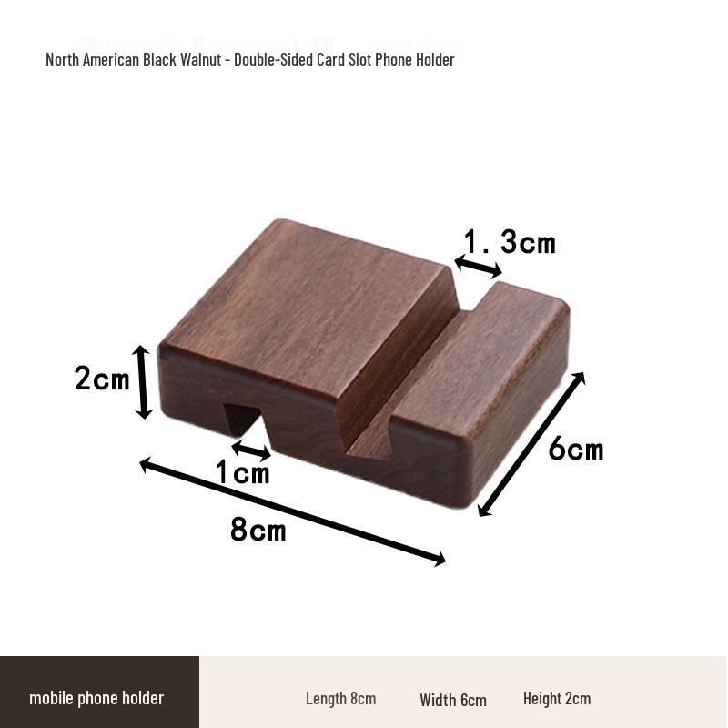 

Walnut Wood Desktop Phone Stand - Portable Double-Groove Holder for Watching Videos