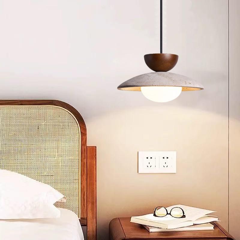 IWHD Wabi Sabi Stil LED Pendelleuchte Möbel Wohnzimmer Schlafzimmer Zubehör Gelber Travertin Hängeleuchte Hängeleuchte
