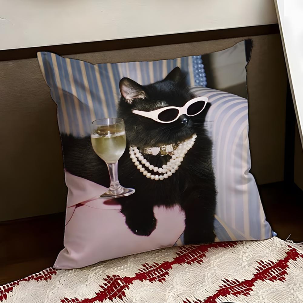 Black Ccat Cushion Cover Reversible Soft Durable Pillow Cover Home  Car MultiScene Use for Daily Comfort