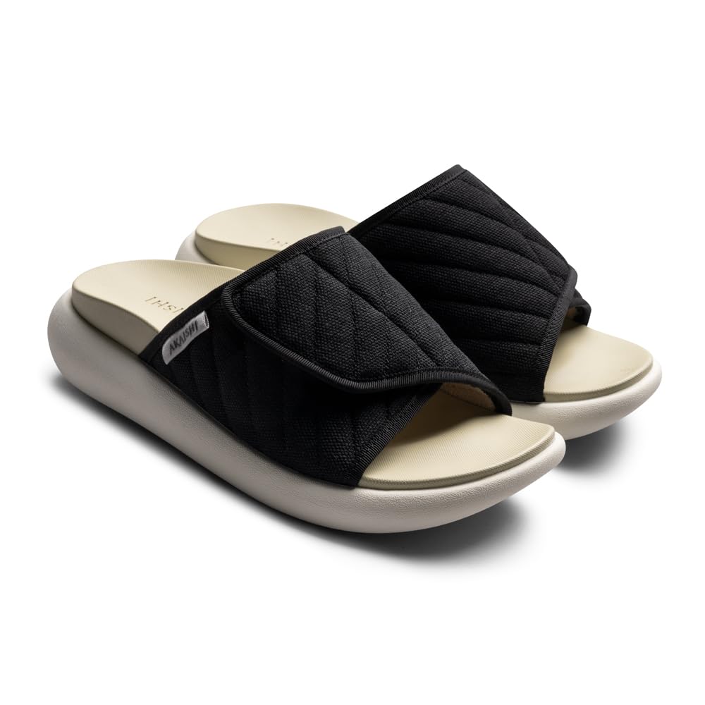 AKAISHI Official Arch Fitter 611 Recovery Fit Slippers for Collapsed Arches (L 24.0-24.5cm Black) Women's