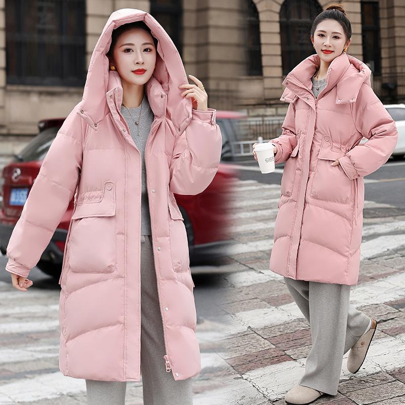 Brand Women's Mid-Length Slim Fit White Duck Down Jacket - Winter 2025 Style, Petite Size, Waist-Cinching, Thickened Coat