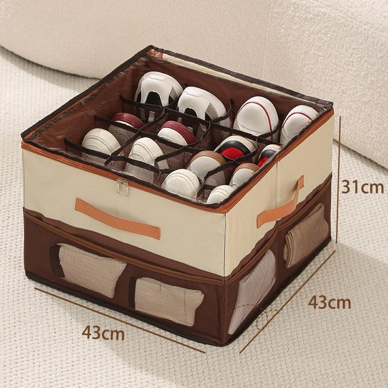 Heavy-Duty Foldable Nylon Storage Box with Lid Clear Front Panel Dustproof Shoe Organizer for Shoes And Clothes