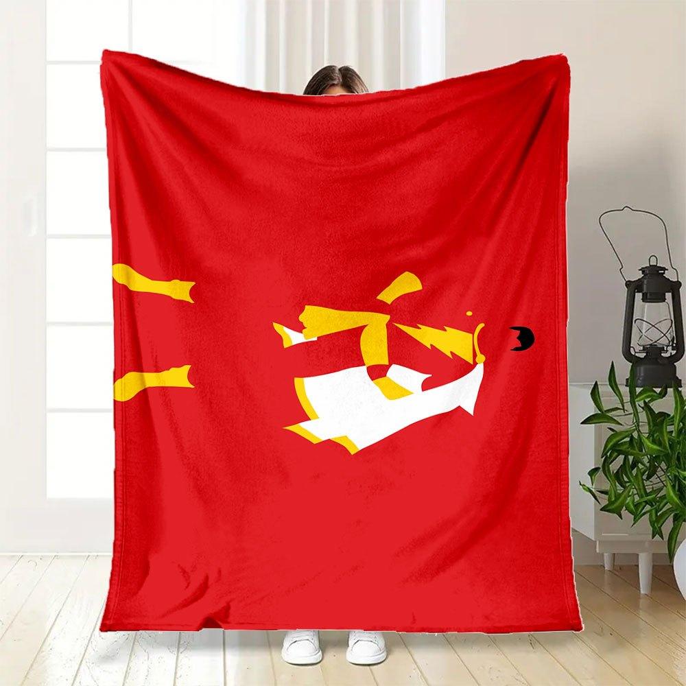 Red Minimalist Abstract Art Print PosterBlanket Flannel Throw Blanket for Sofa, Bed, Travel, Camping, Office, Couch, Chair