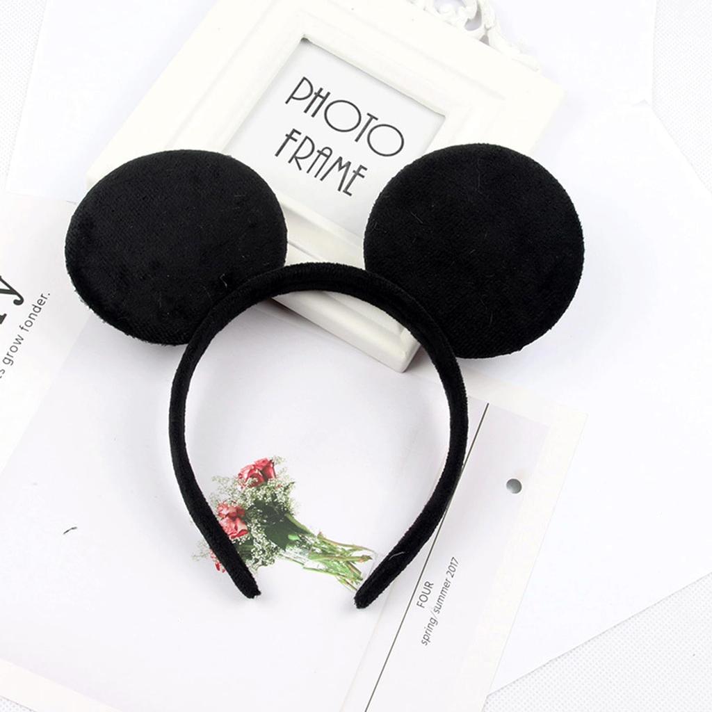 ShuaWdk Mickey Mouse Headband, Disney Headband, Mouse Ear Headband for Adults, Mouse Costume with Solid Back Red and Pink Ribbon, Perfect for Girls