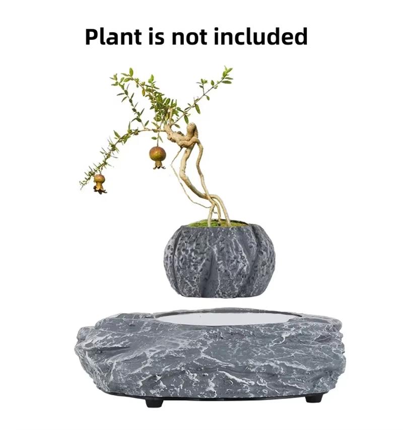 Levitating Plant Pot Magnetic Floating Plant Pot 360 Degree Rotating Bonsai Home Desk Decor for Living Room Office Bar Birthday