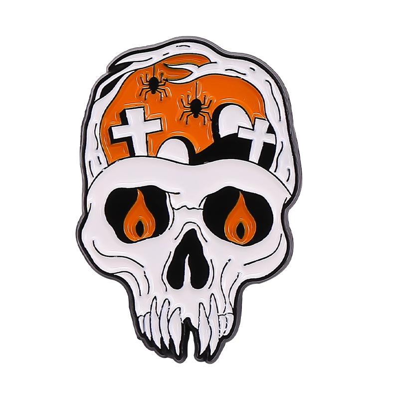 

Halloween Stylish Punk Metal Badge With Skull And Ghost Accessories Costume xz6812