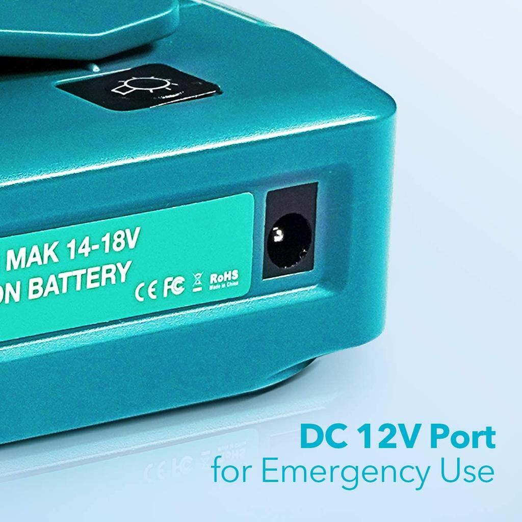 USB Adapter For Makita BL1430 BL1440 BL1830 BL1840 BL1850 BL1860 14.4V 18V Battery with LED Light Dual USB Port  2.1A Charger