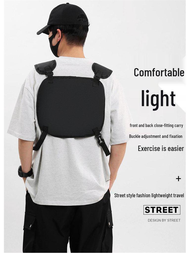 Men's Streetwear Tactical Chest Vest Bag - Functional and Casual Workwear Accessory