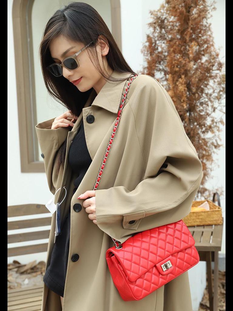 Sheepskin Rhombus Chain Shoulder Bag - 2025 Autumn/Winter Commuter, All-Match, Small Square High-End Ladies' Messenger Bag