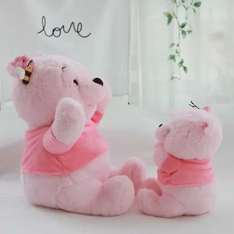 Cute Winnie Pooh Bear Figure Soft Plush Sakura Stuffed Doll Throw Pillow Room Decoration Hobbies Children Birthday Gift Toy