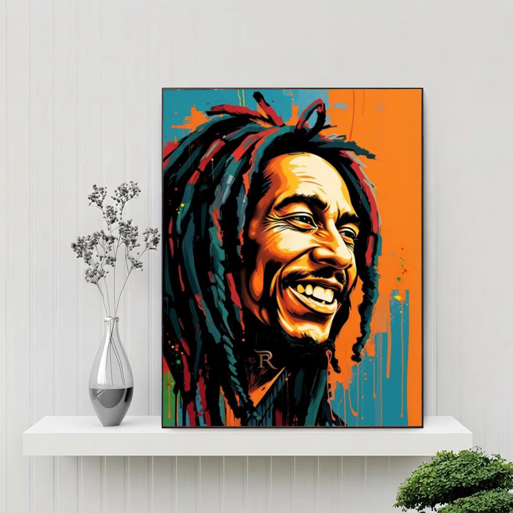 Bob Marley One Love Reggae Music 5D Diy Diamond Painting Round Diamond Diy Frameless Holiday Artwork Suitable For Home Office Wall Decoration