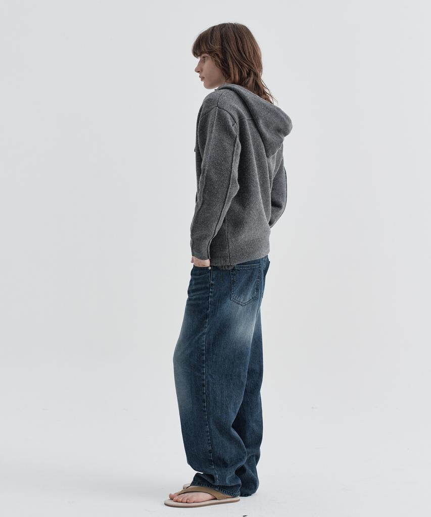Ezio Cozy Wool Blend Hooded Zip-Up Knitwear_Charcoal