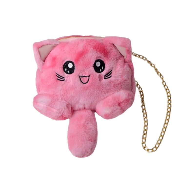 Милая мультяшная плюшевая сумка-кошка для женщин, одноплечная сумка через плечо с цепочкой Style8