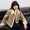 Sancai 2025 Winter Plush Lapel Short Cotton Coat for Women