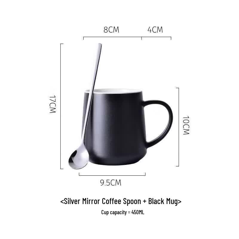 Ceramic Coffee Mug with Lid and Spoon